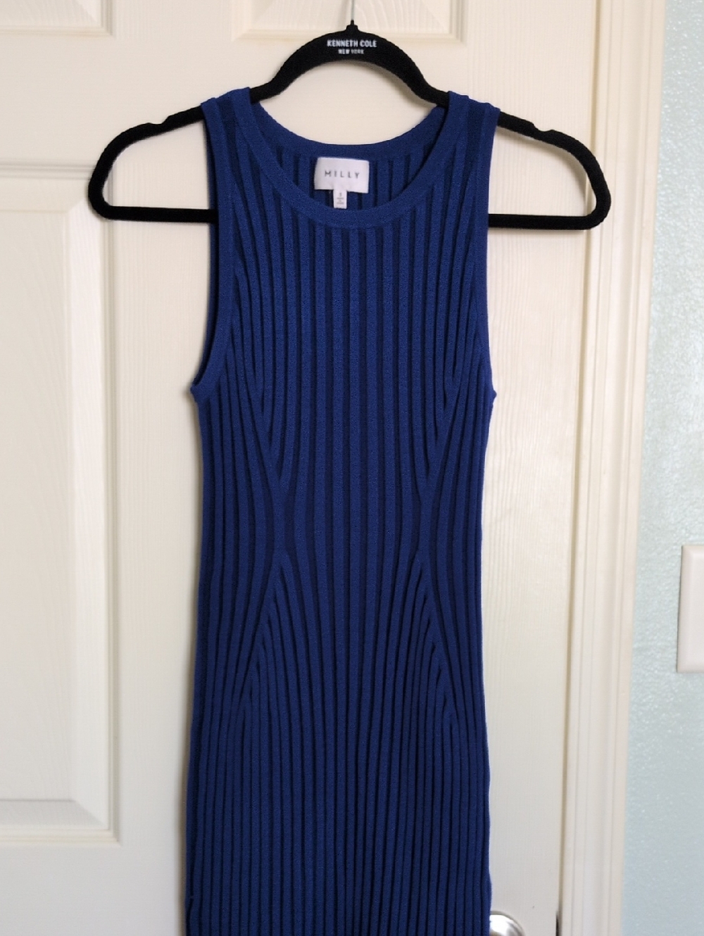 Milly Textured Ribbed Sleeveless Dress - Royal Blue